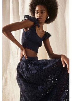 H & M - Krótki top z elastycznym marszczeniem - Niebieski ze sklepu H&M w kategorii Bluzki damskie - zdjęcie 172183584