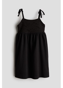 H & M - Dżersejowa sukienka o szydełkowym wyglądzie - Czarny ze sklepu H&M w kategorii Sukienki dziewczęce - zdjęcie 172183621