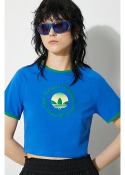 adidas Originals t-shirt GFX Baby Tee damski kolor niebieski JG8057 ze sklepu PRM w kategorii Bluzki damskie - zdjęcie 172185443