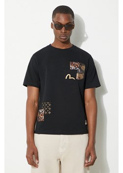 Evisu t-shirt bawełniany Seagull Emb + Brocade Pocket męski kolor czarny z aplikacją 2ESHTM4TS7066 ze sklepu PRM w kategorii T-shirty męskie - zdjęcie 172185491