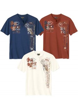 Zestaw 3 koszulek z dekoltem z guzikami ze sklepu Atlas For Men w kategorii T-shirty męskie - zdjęcie 172189761