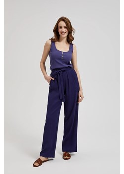 Spodnie z szerokimi nogawkami i wiązaniem fioletowe ze sklepu Moodo.pl w kategorii Spodnie damskie - zdjęcie 172189792