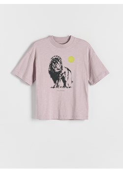 Reserved - T-shirt oversize z nadrukiem - jasnofioletowy ze sklepu Reserved w kategorii T-shirty chłopięce - zdjęcie 172190210