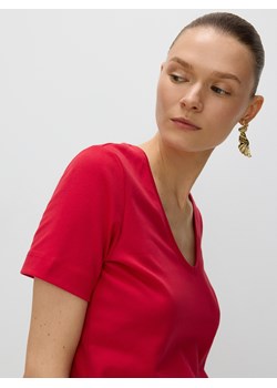 Reserved - T-shirt z merceryzowanej bawełny - czerwony ze sklepu Reserved w kategorii Bluzki damskie - zdjęcie 172190342