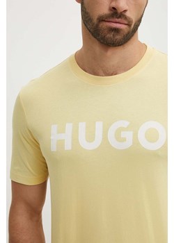 HUGO t-shirt bawełniany męski kolor żółty z nadrukiem 50467556 ze sklepu ANSWEAR.com w kategorii T-shirty męskie - zdjęcie 172192033