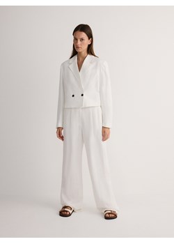 Reserved - Spodnie z lnem i wiskozą - biały ze sklepu Reserved w kategorii Spodnie damskie - zdjęcie 172194734