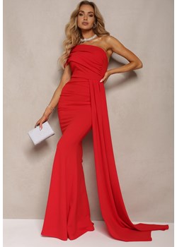 Czerwona Sukienka Maxi bez Ramiączek z Ozdobnym Trenem i Marszczeniem Kaliel ze sklepu Renee odzież w kategorii Sukienki - zdjęcie 172194881