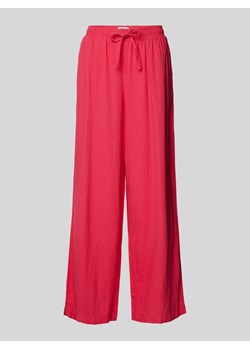 Spodnie lniane z szeroką nogawką i zakładkami w pasie model ‘Lino’ ze sklepu Peek&Cloppenburg  w kategorii Spodnie damskie - zdjęcie 172195360