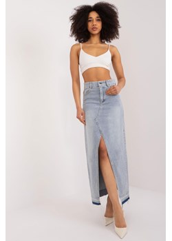 Długa Spódnica Jeansowa Z Rozcięciem jasno niebieska ze sklepu 5.10.15 w kategorii Spódnice - zdjęcie 172195564