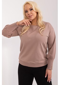 Bluza Plus Size Z Bufiastym Rękawem ciemno bezowa ze sklepu 5.10.15 w kategorii Bluzy damskie - zdjęcie 172195703
