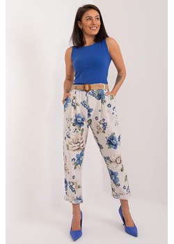 Spodnie Materiałowe Z Kwiatowym Nadrukiem jasno beżowe ze sklepu 5.10.15 w kategorii Spodnie damskie - zdjęcie 172195721