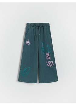 Reserved - Spodnie dresowe wide leg - ciemnozielony ze sklepu Reserved w kategorii Spodnie dziewczęce - zdjęcie 172197350
