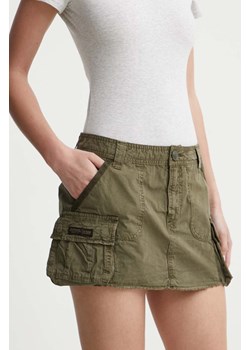 Superdry spódnica bawełniana kolor zielony mini prosta ze sklepu ANSWEAR.com w kategorii Spódnice - zdjęcie 172197854