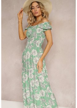 Zielona Wiskozowa Sukienka Hiszpanka z Marszczoną Górą Zimbia ze sklepu Renee odzież w kategorii Sukienki - zdjęcie 172198032