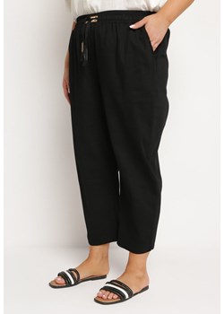 Czarne Spodnie z Troczkiem 7/8 z Bawełny Cranestra ze sklepu Born2be Odzież w kategorii Spodnie damskie - zdjęcie 172198704