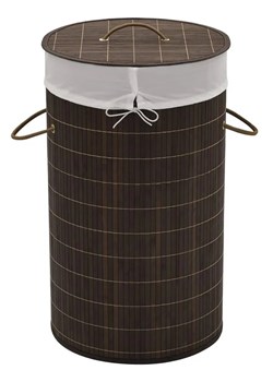 Okrągły bambusowy kosz na pranie Lavandi 2X - ciemnobrązowy ze sklepu Edinos.pl w kategorii Kosze na pranie - zdjęcie 172200501