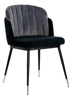 Czarne krzesło welurowe z pikowanym oparciem - Merci ze sklepu Edinos.pl w kategorii Krzesła - zdjęcie 172203714
