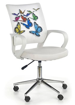 Obrotowy fotel młodzieżowy do biurka Ator - biały w motyle ze sklepu Edinos.pl w kategorii Krzesła do biurka - zdjęcie 172203784