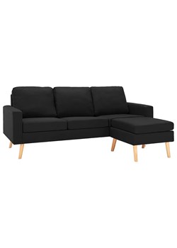 3-osobowa czarna sofa z podnóżkiem C1-T16 ze sklepu Edinos.pl w kategorii Sofy i kanapy - zdjęcie 172204054