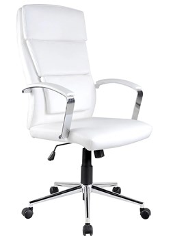 Obrotowy biały fotel biurowy z ekoskóry - Levan ze sklepu Edinos.pl w kategorii Krzesła biurowe - zdjęcie 172205941