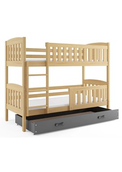 Sosnowe łóżko piętrowe z szarą szufladą 80x190 - Celinda 2X ze sklepu Edinos.pl w kategorii Łóżka dziecięce - zdjęcie 172206414