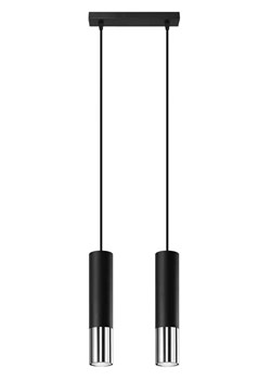 Czarno-chromowana lampa wisząca nad wyspę Dehez ze sklepu Edinos.pl w kategorii Lampy wiszące - zdjęcie 172206782