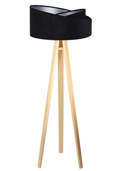 Czarno-sosnowa asymetryczna lampa stojąca trójnóg - EXX252-Diora ze sklepu Edinos.pl w kategorii Lampy podłogowe - zdjęcie 172206832