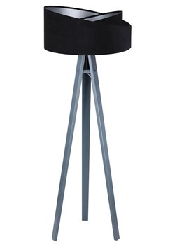 Czarno-antracytowa welurowa lampa stojąca trójnóg - EXX252-Diora ze sklepu Edinos.pl w kategorii Lampy podłogowe - zdjęcie 172206833