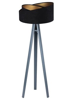 Czarno-antracytowa lampa stojąca welurowa - EXX253-Agra ze sklepu Edinos.pl w kategorii Lampy podłogowe - zdjęcie 172206841