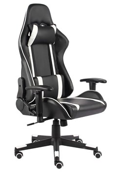 Czarno-białe krzesło gamingowe obrotowe - Libar ze sklepu Edinos.pl w kategorii Krzesła biurowe - zdjęcie 172207324