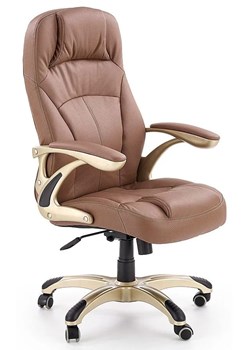 Ergonomiczny jasnobrązowy fotel obrotowy z ekoskóry - Karel ze sklepu Edinos.pl w kategorii Krzesła do biurka - zdjęcie 172207951