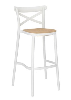 Białe plecione krzesło barowe do wyspy boho - Tedal ze sklepu Edinos.pl w kategorii Hokery - zdjęcie 172208070