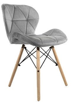 Szare welwetowe krzesło pikowane - Ksenin 3X ze sklepu Edinos.pl w kategorii Krzesła - zdjęcie 172208770