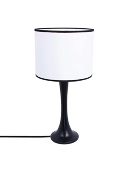 Czarna drewniana lampka nocna z abażurem - S222-Egiza ze sklepu Edinos.pl w kategorii Lampy stołowe - zdjęcie 172208813