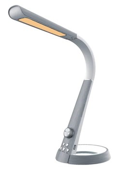 Srebrna lampka biurkowa z nocnym oświetleniem - 4X S252 D4-W13 ze sklepu Edinos.pl w kategorii Lampy stołowe - zdjęcie 172209110