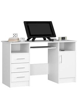 Białe duże biurko z szufladą na klawiaturę i szufladami - Delian 3X ze sklepu Edinos.pl w kategorii Biurka i sekretarzyki - zdjęcie 172209212