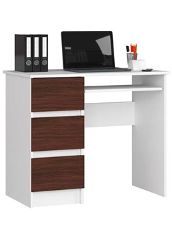 Komputerowe biurko do pracy białe+ wenge - Miren 3X ze sklepu Edinos.pl w kategorii Biurka i sekretarzyki - zdjęcie 172209422