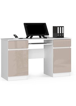Nowoczesne biurko z szufladami biały + cappuccino połysk - Ipolis 3X ze sklepu Edinos.pl w kategorii Biurka i sekretarzyki - zdjęcie 172209470