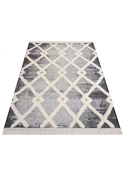 Szary prostokątny dywan we wzory boho - Perso ze sklepu Edinos.pl w kategorii Dywany - zdjęcie 172210273