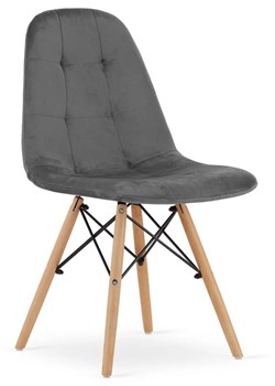 Zestaw 4 szarych krzeseł welurowych - Zipro ze sklepu Edinos.pl w kategorii Krzesła - zdjęcie 172211143
