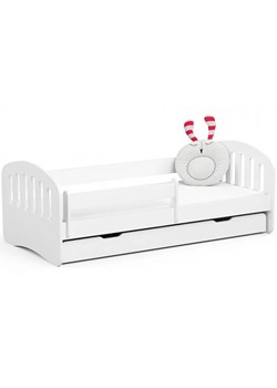 Białe łóżko dziecięce z szufladą i barierką ochronną - Lisse 80X180 ze sklepu Edinos.pl w kategorii Łóżka dziecięce - zdjęcie 172211222