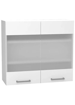 Biała szafka z przeszklonym podwójnym frontem - Elora 29X 80 cm połysk ze sklepu Edinos.pl w kategorii Meble kuchenne - zdjęcie 172212520