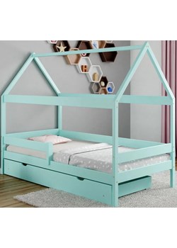 Turkusowe łóżko domek z szufladą i materacem - Petit 4X 160x80 cm ze sklepu Edinos.pl w kategorii Łóżka dziecięce - zdjęcie 172213022