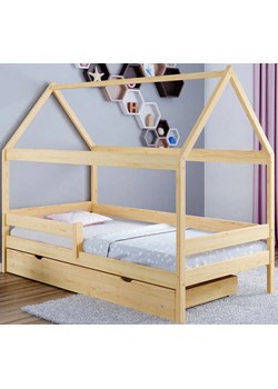 Łóżko domek dla dzieci z szufladą i materacem, sosna - Petit 4X 180x80 cm ze sklepu Edinos.pl w kategorii Łóżka dziecięce - zdjęcie 172213032
