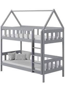 Szare łóżko piętrowe dziecięce domek z 2 materacami - Gigi 3X 180x80 cm ze sklepu Edinos.pl w kategorii Łóżka dziecięce - zdjęcie 172213280