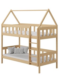 Drewniane piętrowe łóżko domek dla dzieci, sosna - Gigi 3X 180x90 cm ze sklepu Edinos.pl w kategorii Łóżka dziecięce - zdjęcie 172213292
