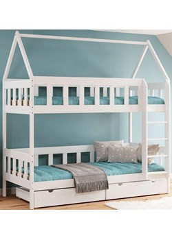 Białe skandynawskie piętrowe łóżko domek z szufladami - Gigi 4X 180x90 cm ze sklepu Edinos.pl w kategorii Łóżka dziecięce - zdjęcie 172213370