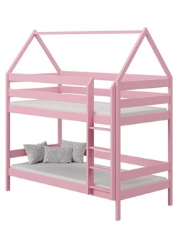 Różowe dziecięce łóżko piętrowe domek z 2 materacami - Zuzu 3X 160x80 cm ze sklepu Edinos.pl w kategorii Łóżka dziecięce - zdjęcie 172213680