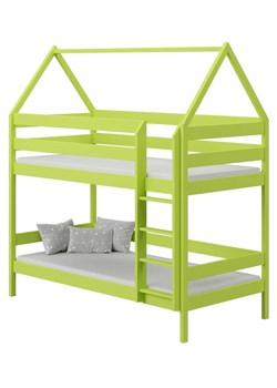 Zielone łóżko piętrowe domek 2-osobowe z drabinką - Zuzu 3X 160x80 cm ze sklepu Edinos.pl w kategorii Łóżka dziecięce - zdjęcie 172213703