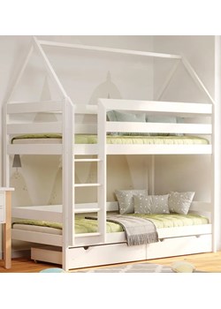 Białe piętrowe łóżko domek z 2 szufladami - Zuzu 4X 180x90 cm ze sklepu Edinos.pl w kategorii Łóżka dziecięce - zdjęcie 172213863